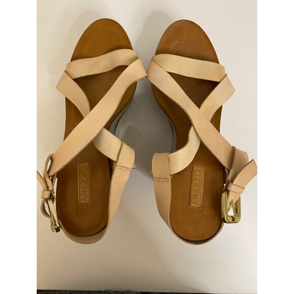 Arezzo Brazilian Studded Platform Wedges Women EU 39 US 8 Leather Strappy Sandal - Picture 2 of 14